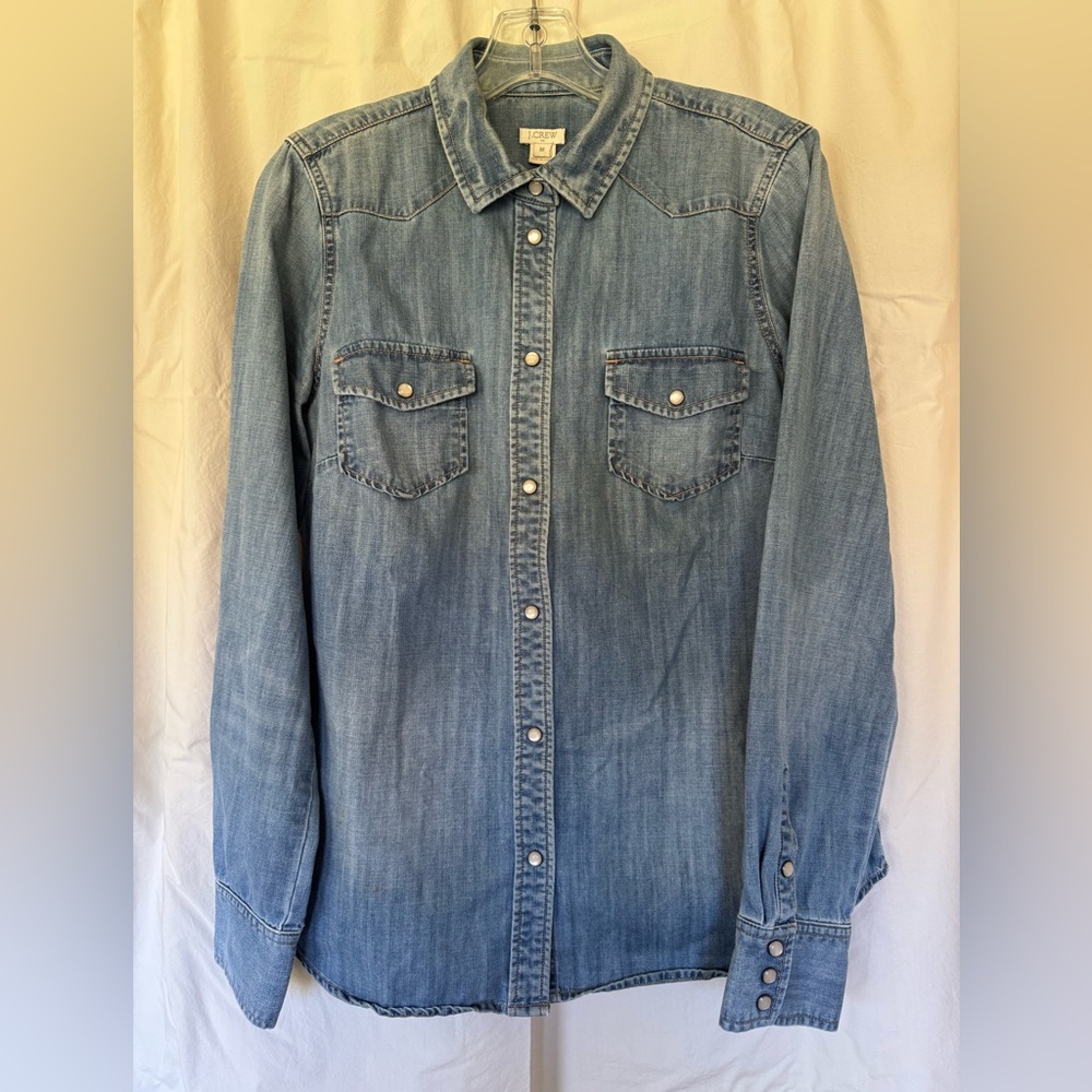 J. Crew Women’s Blue Denim Snap Shirt M